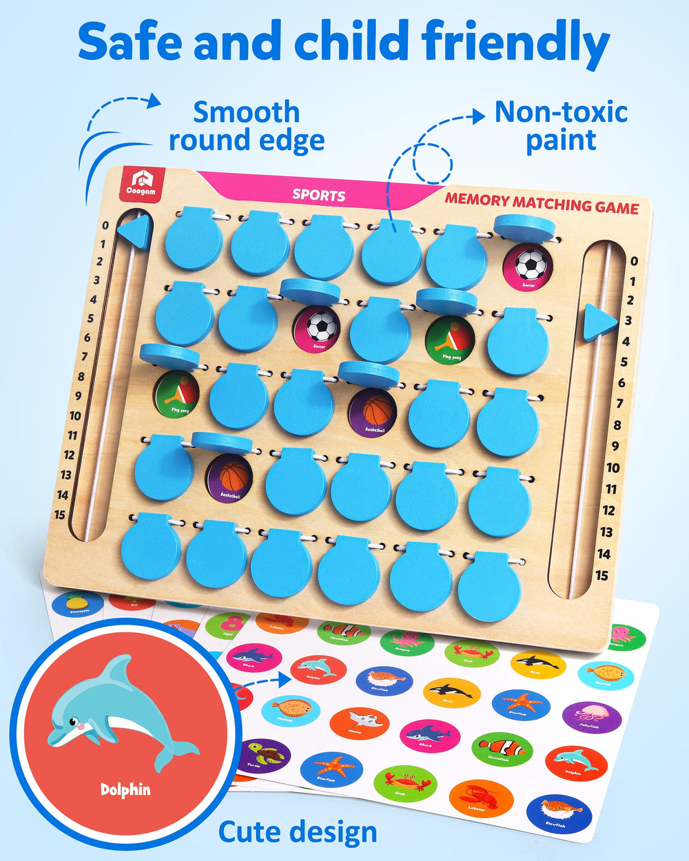 Durable wooden frame with bungee hinges supports easy flipping during play