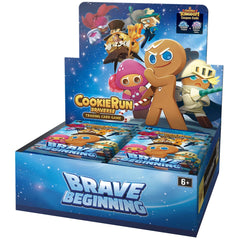 CookieRun Braverse Brave Beginning booster display showcasing deck-building options.