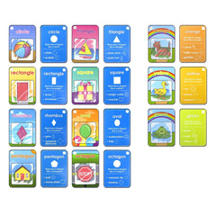 Coolplay front-back cards show drawing area and learning words