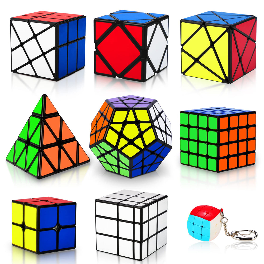 Coolzon Speed Cube Set front view showing nine-piece pack for portable challenges