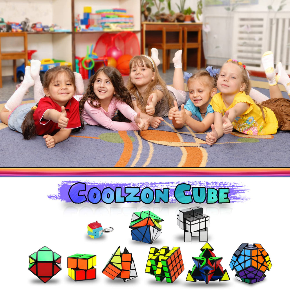 Coolzon Speed Cube Set Pyraminx top view with diverse puzzles