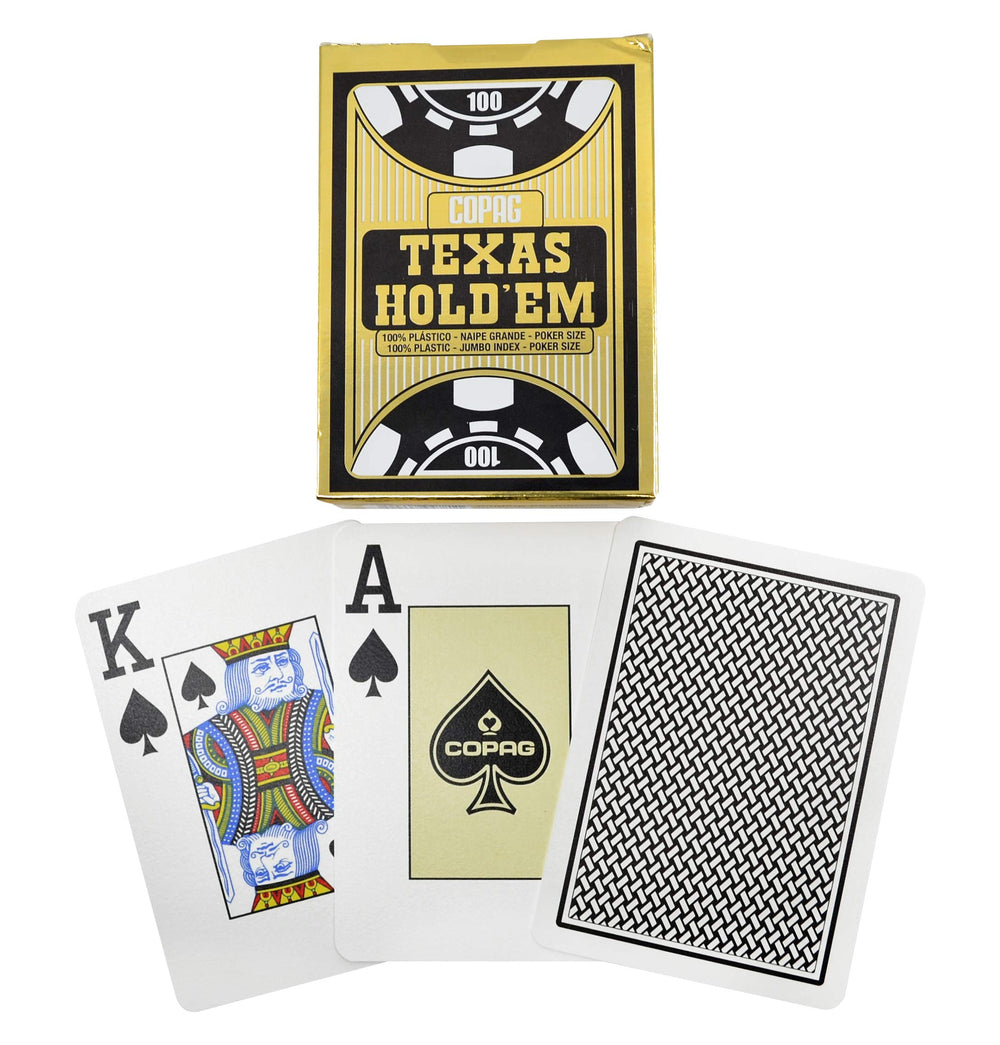 Copag black jumbo index poker cards with quick-read faces for fast decisions.