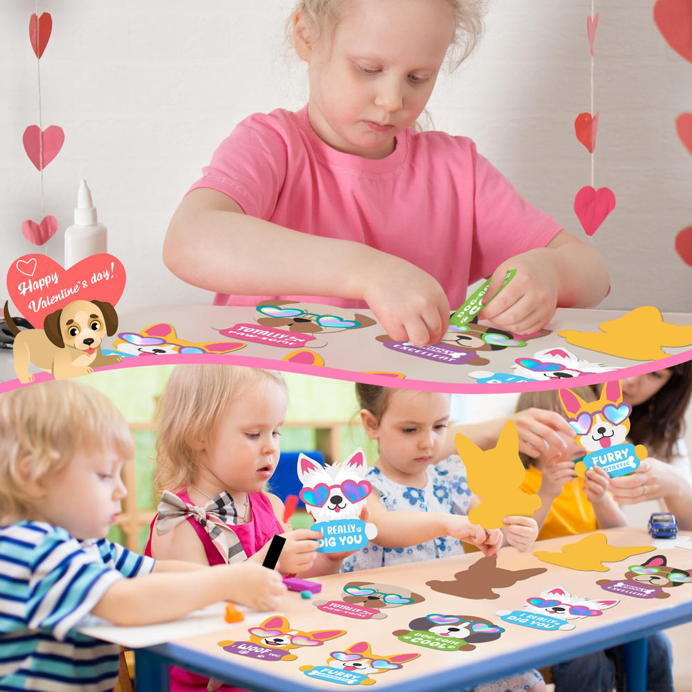 Copkim Valentine dog magnet kit used in classroom activity for kids.