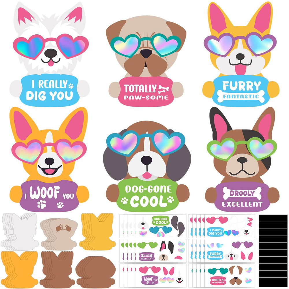 Copkim Valentine dog magnet kit contents shown with six patterns and magnets for easy decorating.