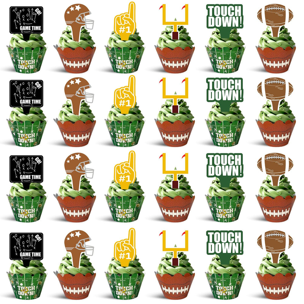 CoquetteBow012 football cupcake toppers goalposts design enhances game-day desserts