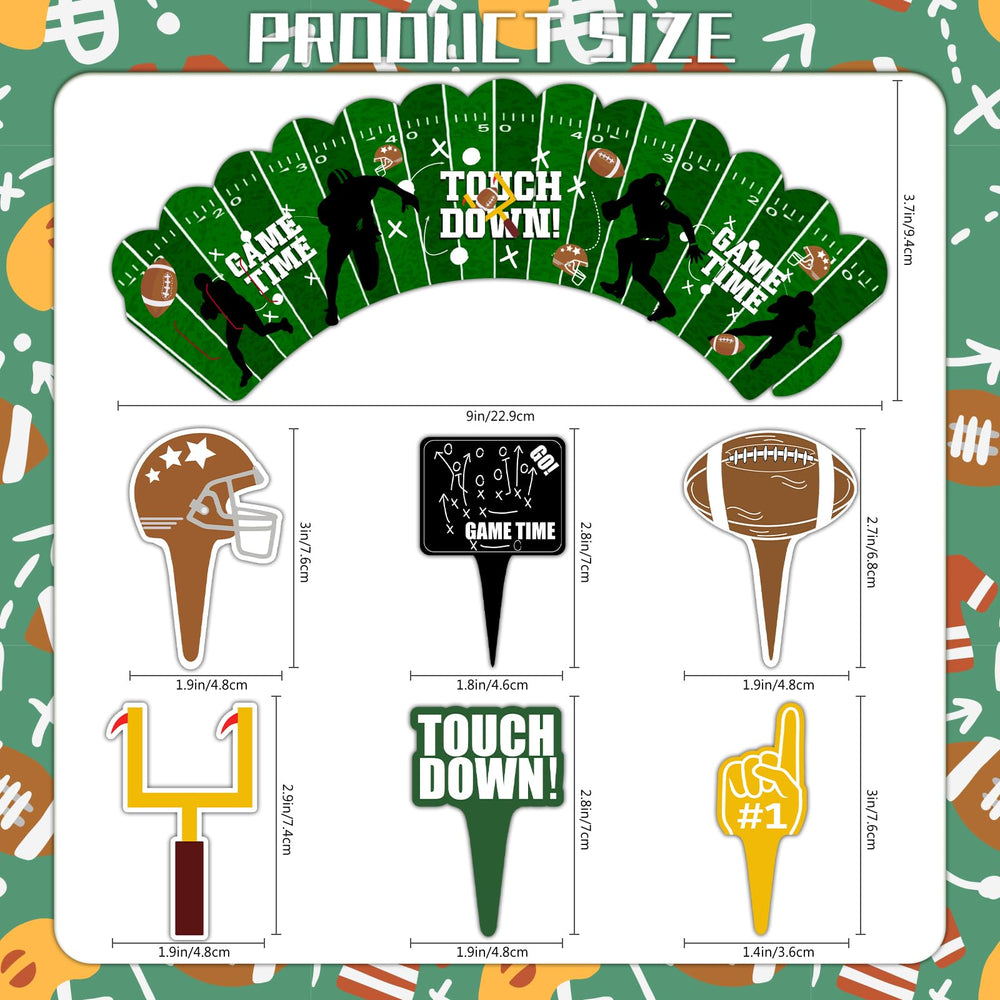 CoquetteBow012 football cupcake toppers scoreboard print elevates party theme