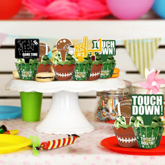 CoquetteBow012 football wrappers stripe-pattern design creates cohesive tablescape