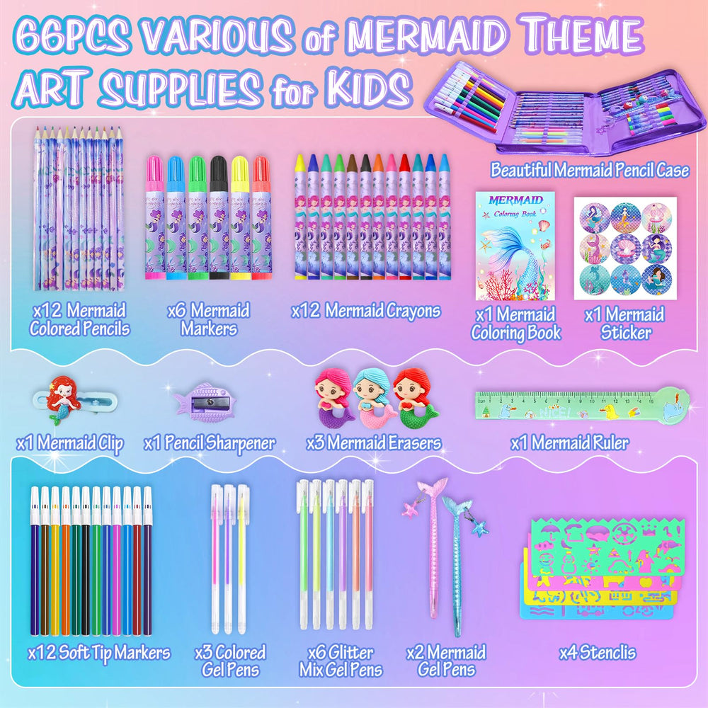CORALMEE Mermaid crayons in vivid colors for bold drawings.