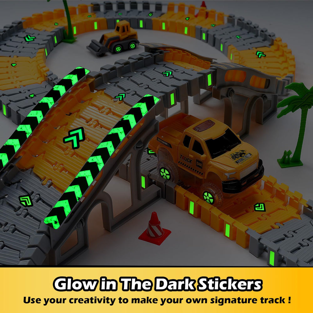 Coroiesty glow-in-the-dark race cars powering nighttime play