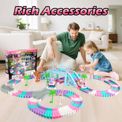 Coroiesty unicorn cars glow for nighttime racing and imaginative play.