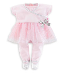 Corolle Sport Dance pink dress for 12in dolls, easy self-adhesive closures for little hands.