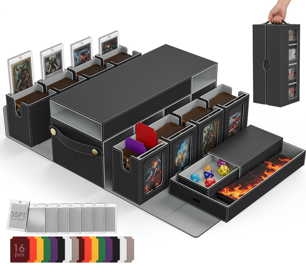 Cortile Commander deck box with eight sliding modular compartments for MTG storage.
