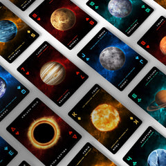 Cosmos Playing Cards show planets and galaxies for engaging family game nights