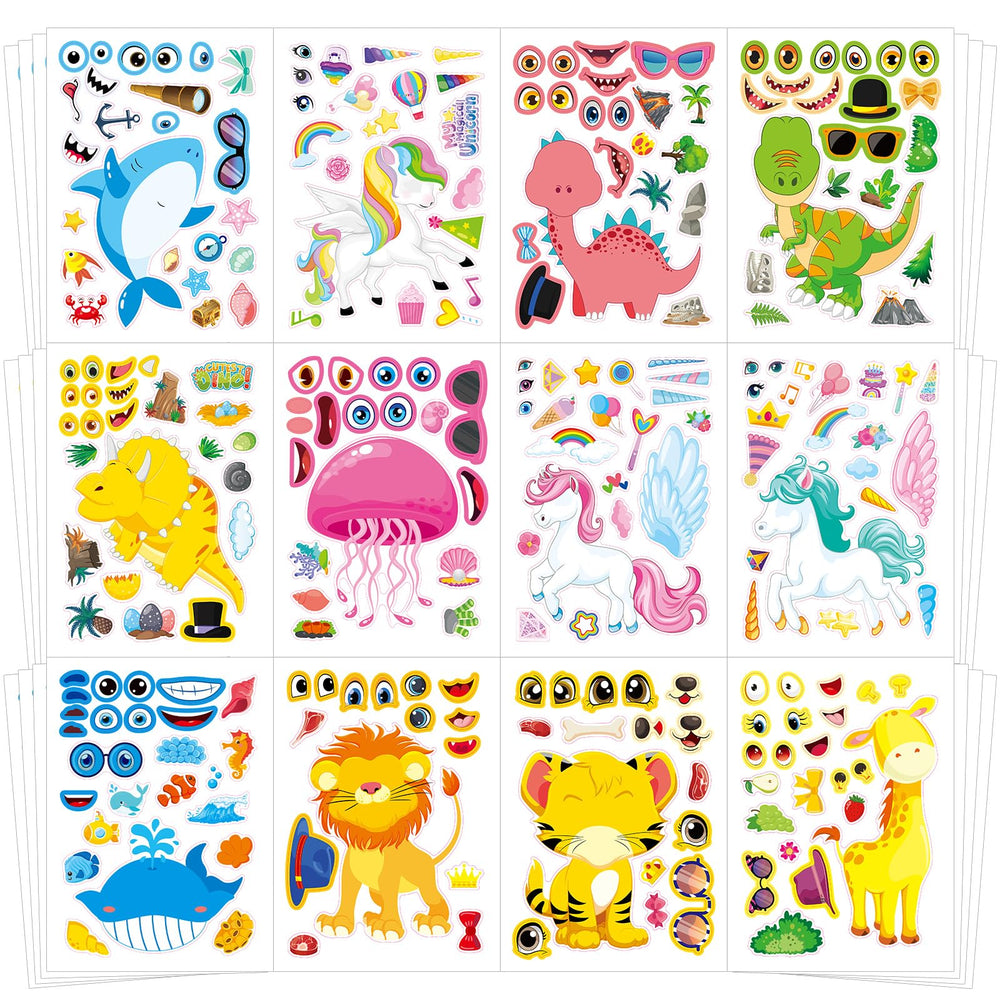 Cosomia collage of funny mixed animals stickers for imaginative play
