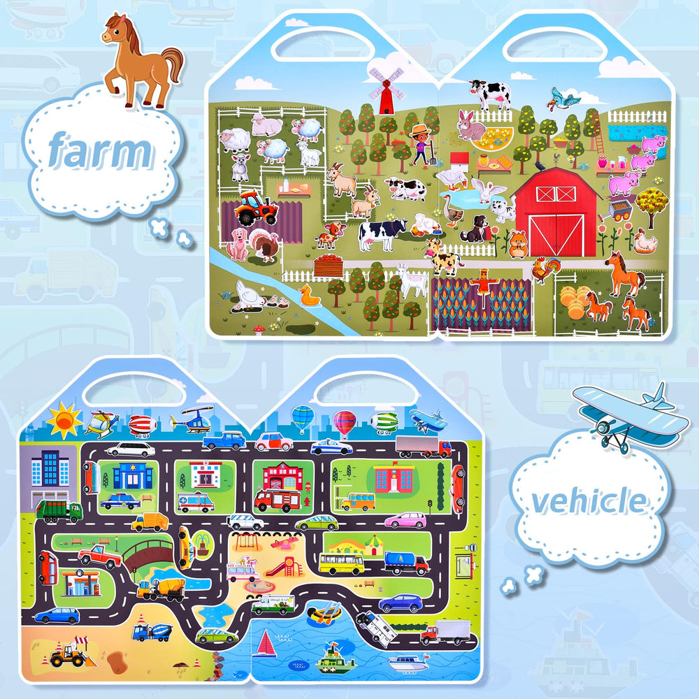Cosomia Puffy Sticker Books Vehicles: colorful transport scenes support fine motor skills