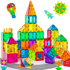 Cossy magnet tiles 60-pcs full set front view boosts imaginative building and fine motor skills