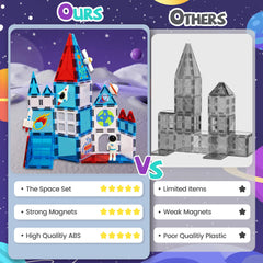 Cossy magnetic tiles close-up shows strong magnets and safe design
