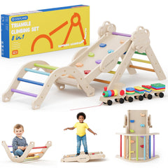 COSYLAND Pikler Triangle Set climbing triangle boosts toddler balance and confidence during indoor play