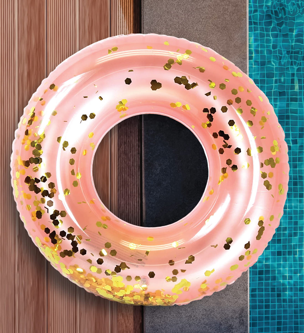 Kids and adults enjoy the CoTa Global rose gold pool float