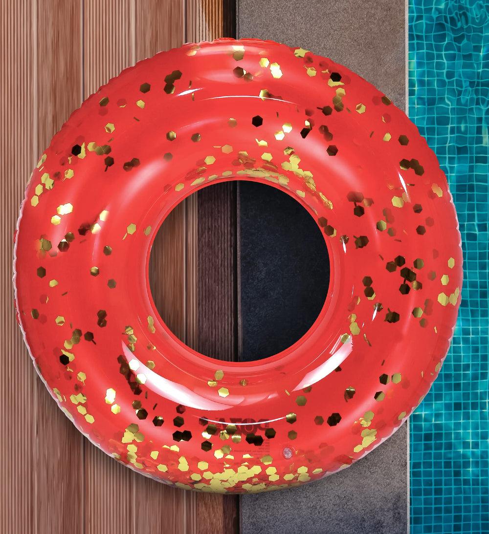 CoTa Global red round float ready for sunny lake day