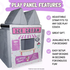 Couch Swag Play Panel wrapped around couch shows quick setup.