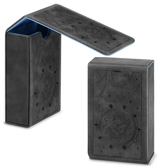 Coume PU leather tarot case with moon design protects decks on the go.