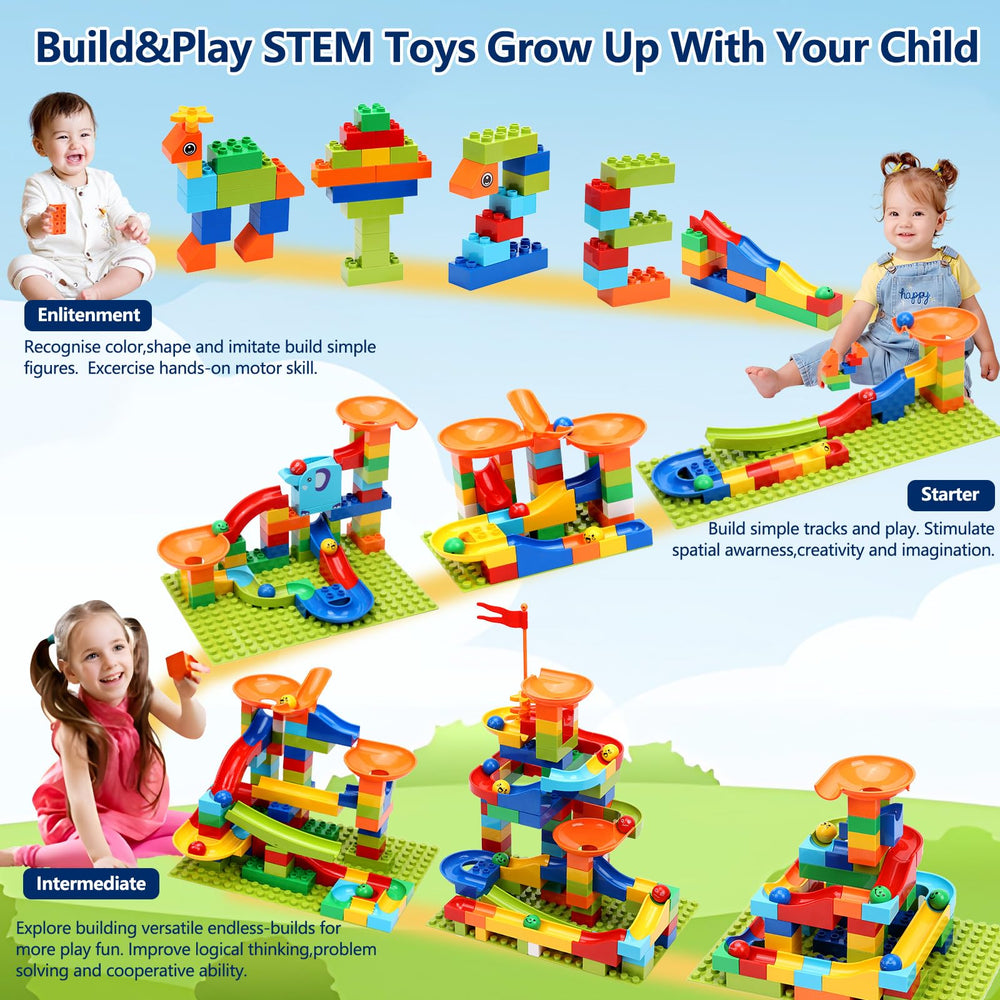 COUOMOXA Marble Run Assembly demonstrates hands-on building that boosts coordination.