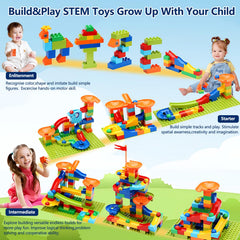 COUOMOXA Marble Run Assembly demonstrates hands-on building that boosts coordination.