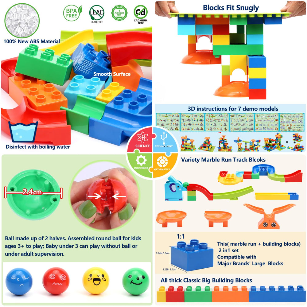 COUOMOXA Marble Run Blocks are large and easy to connect for confident builders.