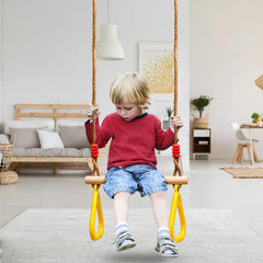 Backyard or gym use with Covzoe trapeze bar for family fun.