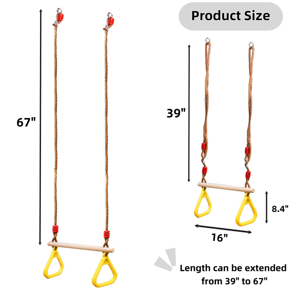 Close-up of Covzoe wooden 1.2-inch bar and durable rope for longevity.
