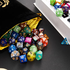 Coyeekn DND dice set includes large black flannel bag for easy transport.