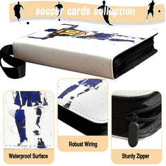 COYORO Soccer Card Binder opened to reveal 4-pocket pages and removable sleeves.