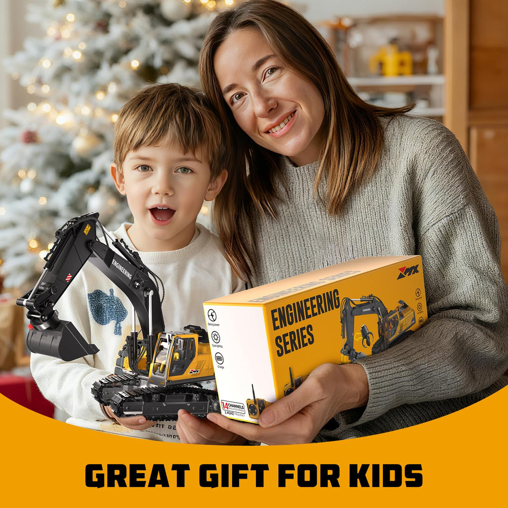 CozyBomB RC excavator durable all-terrain design stands up to indoor and outdoor play.