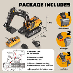 CozyBomB RC excavator lights and sound enhance immersive pretend construction experiences.