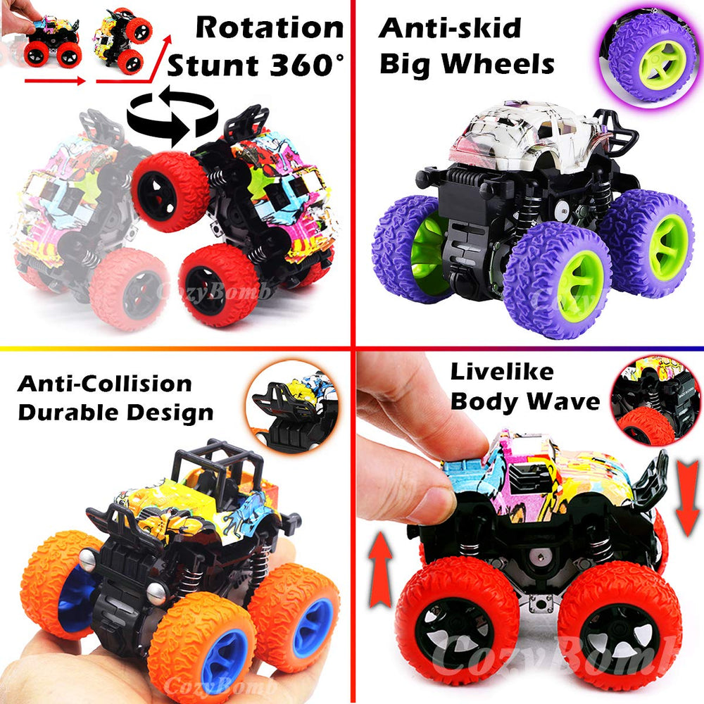 CozyBomB Monster Trucks green top-down highlights vibrant graphics for lively pretend races.