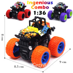 CozyBomB Monster Trucks red side view encourages imaginative play and color recognition.
