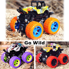 CozyBomB Monster Trucks yellow stunt-action showcases wheel and 360 degree trick play.