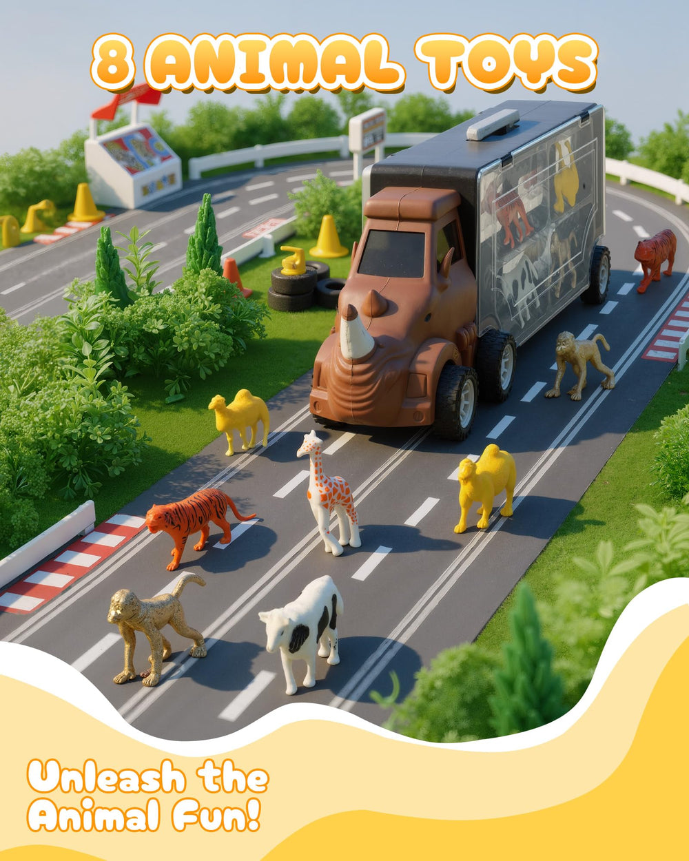 Cozycharm dinosaur carrier truck close-up highlighting sturdy, durable plastic