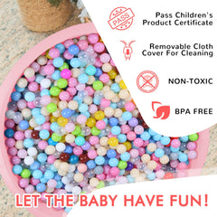 COZYTRAUM pink foam ball pit with durable velvet and thick cushioning.