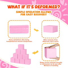 COZYTRAUM vacuum-packed pink cubes expand for easy storage