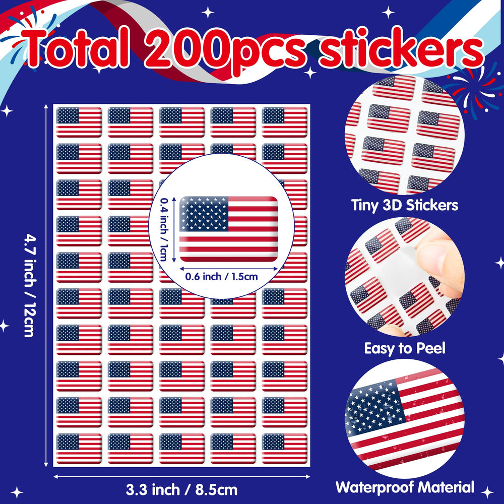 CPicdn American Flag Dome Sticker pack featuring 200 waterproof, fade-resistant decals