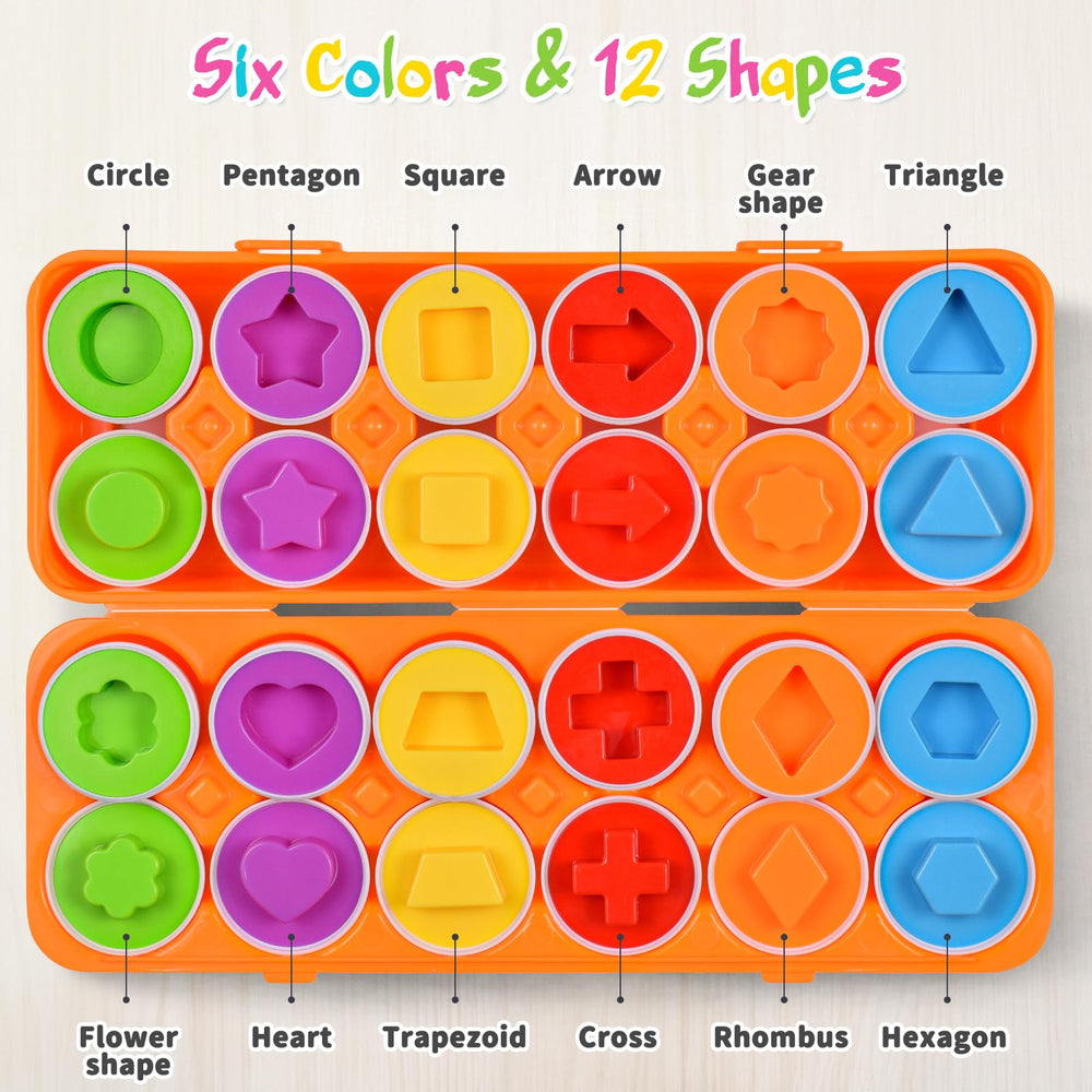 CPSYUB Montessori eggs demonstrate color and shape recognition during sorting.