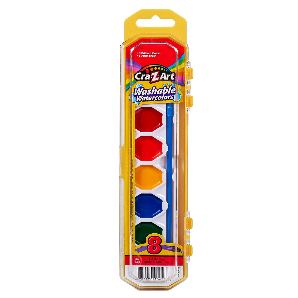 Cra-Z-Art washable watercolors with 8 colors in a tray for classroom and home art