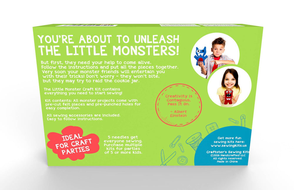 Little Monsters sewing kit perfect gift for kids parties and bonding