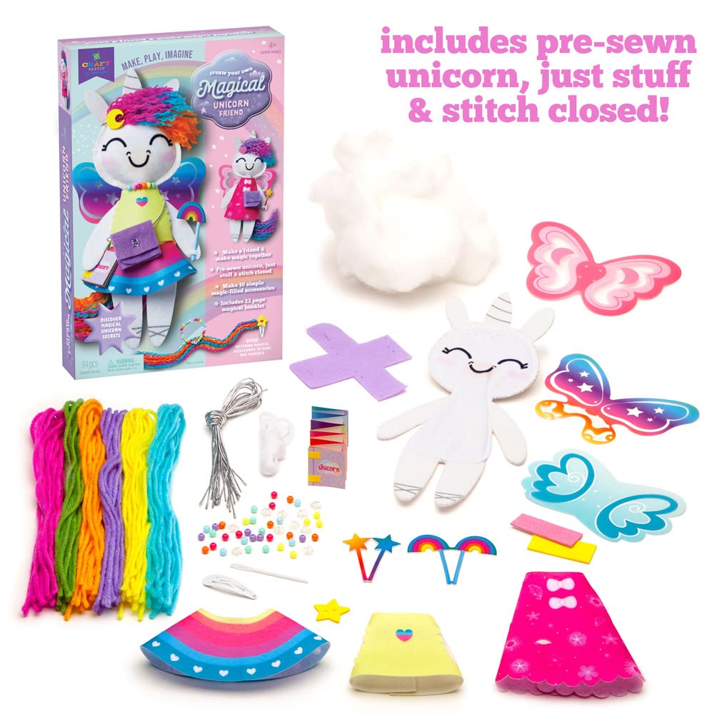 Craft-Tastic unicorn stuffie wardrobe showing clothes mix-and-match options