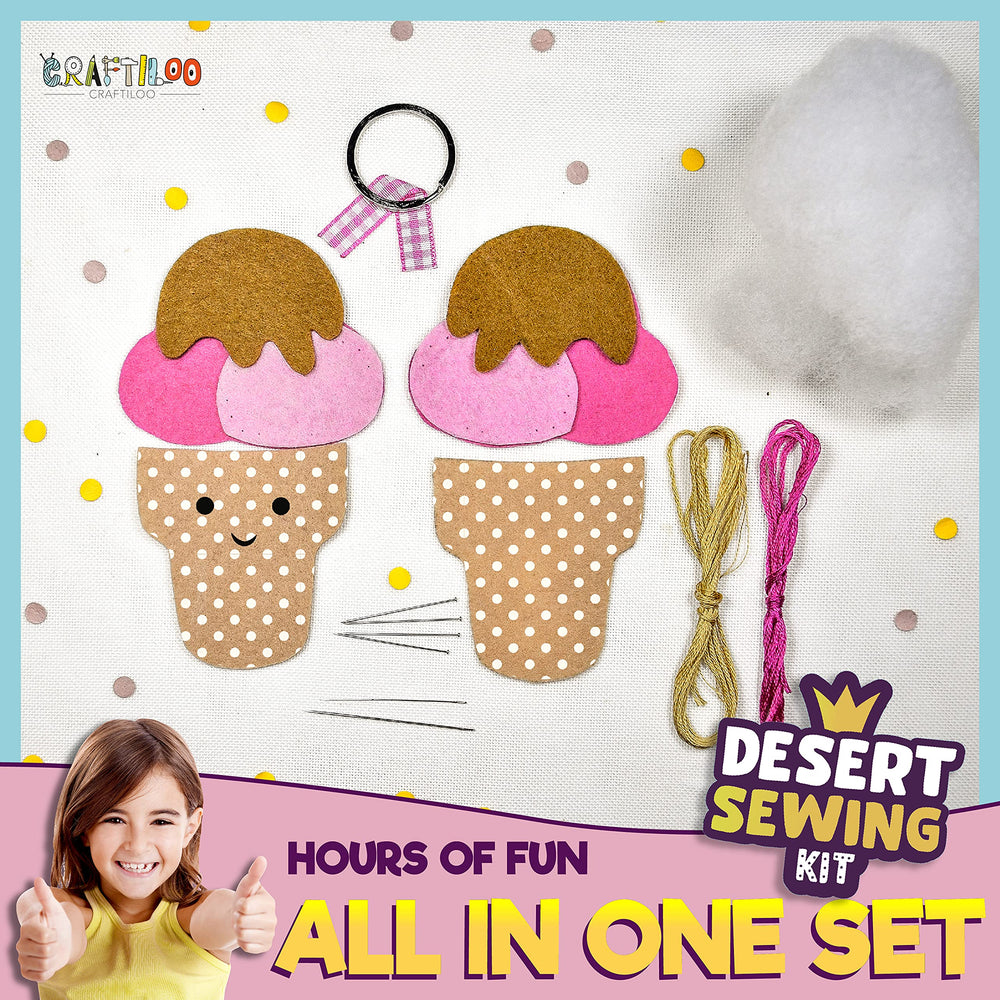 Craftiloo dessert-themed felt pillow project with soft fabrics