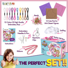 Craftiloo felt patterns and embroidery floss arranged for easy crafting