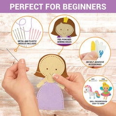 Craftorama Sewing Kit for Kids craft eyes and pins provide safe embellishment options for expressive creatures.