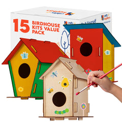 Crafty Happitooys Birdhouse Kit with unfinished houses ready for painting and decorating